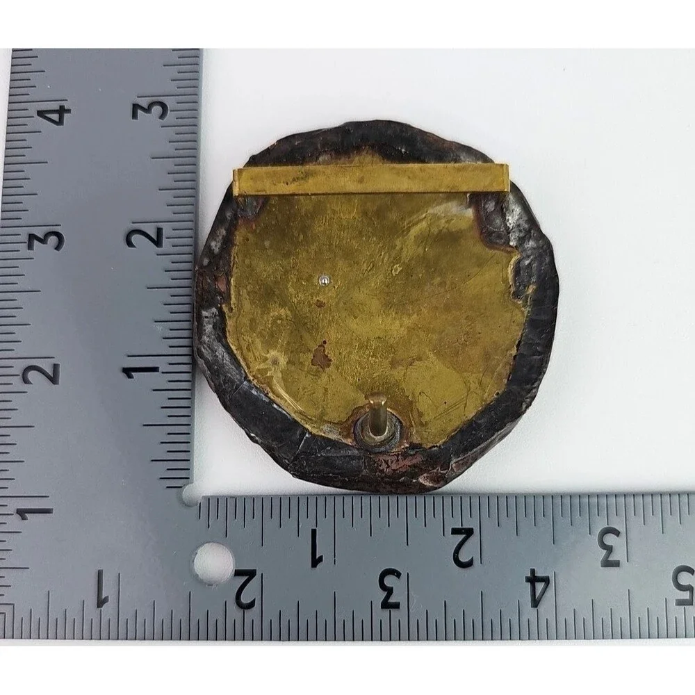 Artisan Craft Stained Glass Style Belt Buckle Earth Tone Artisan Vintage 3 inch